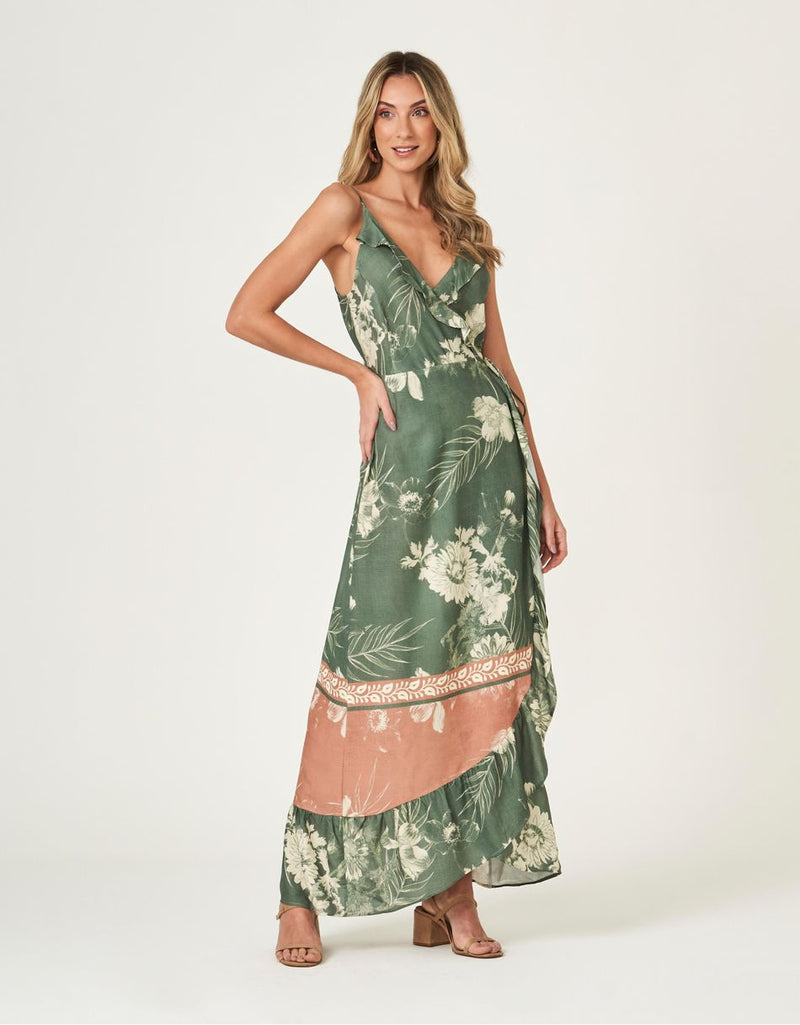 Cascade Floral Print Maxi Wrap Dress FINAL SALE