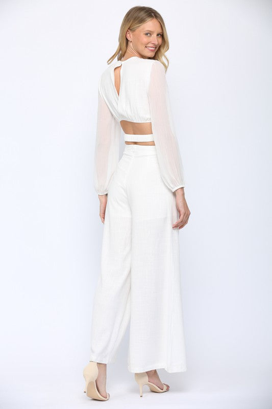 Nina Twist Front Linen Blend Pants | White FINAL SALE