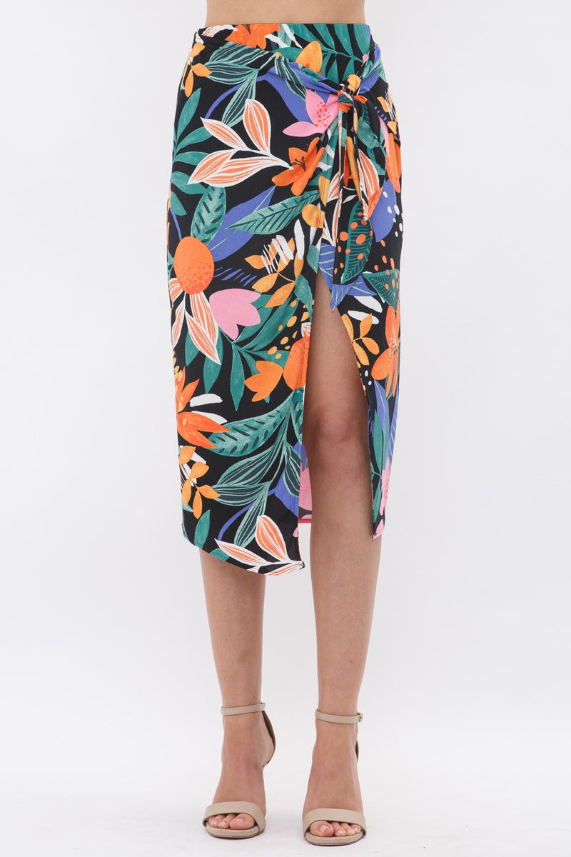 Alana Tropical Floral Midi Skirt FINAL SALE