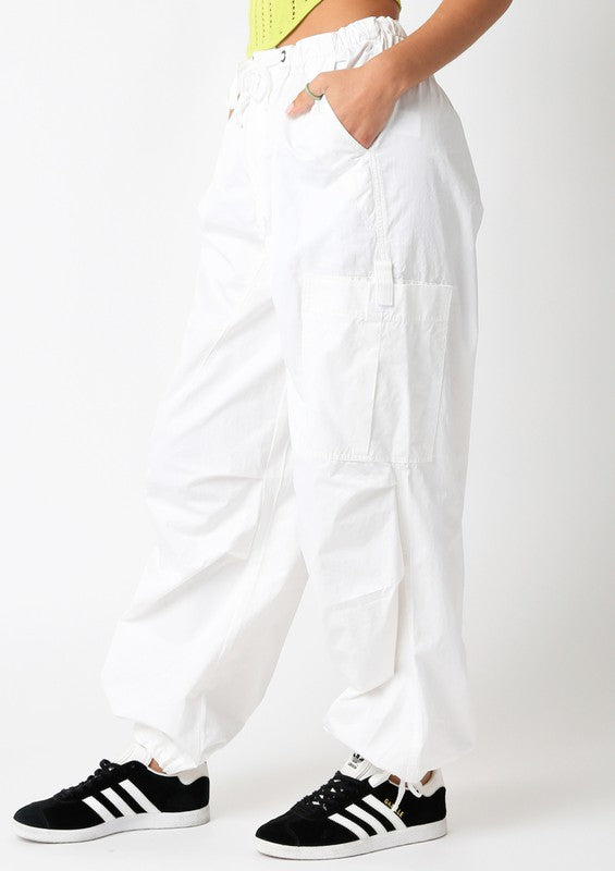Tahiti Parachute Cargo Pants | White