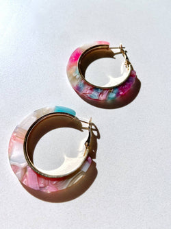 Marbled Resin Hoop Earrings | Jewelry