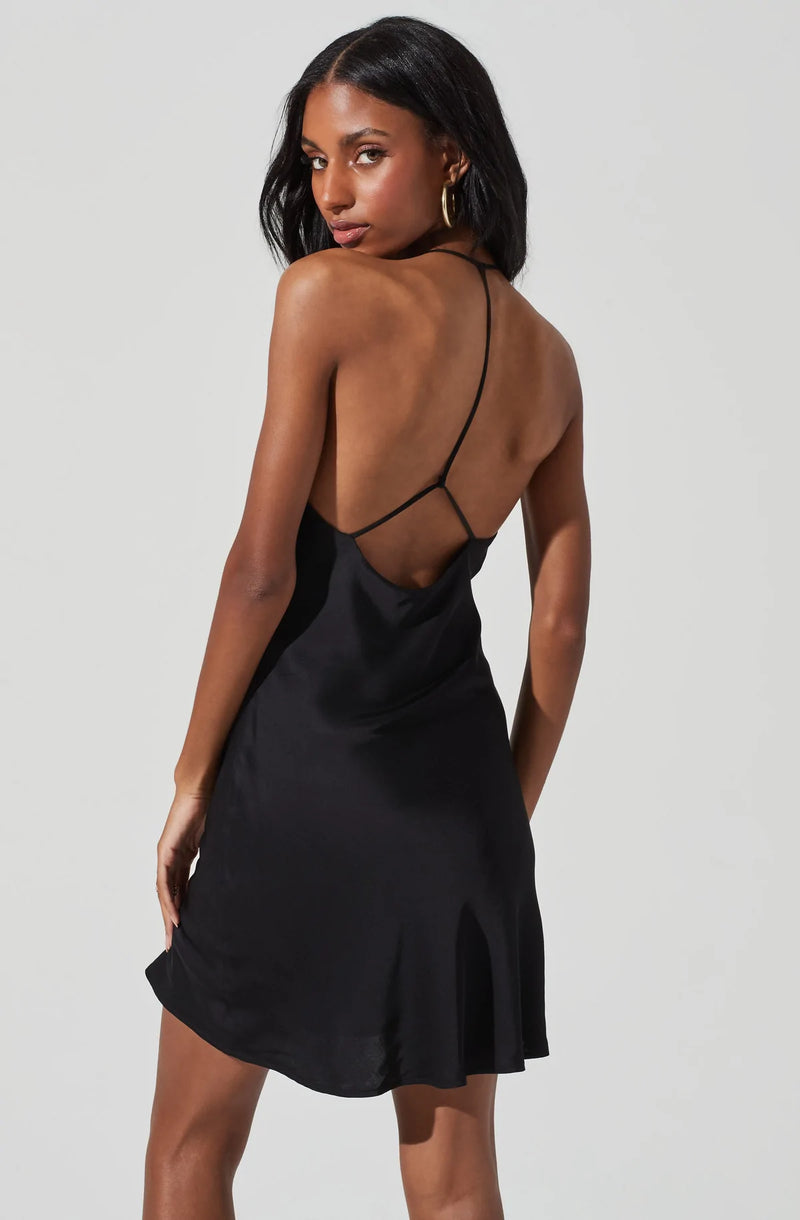ASTR the Label | Medford Satin Mini Dress Black