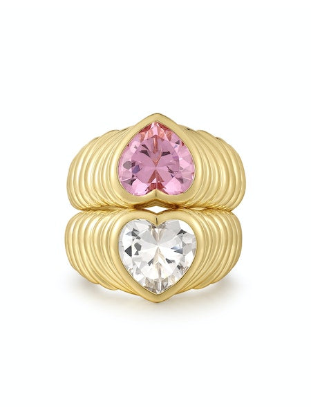 LUV AJ x FL&L BFF Ring Set | Gold/Clear and Pink