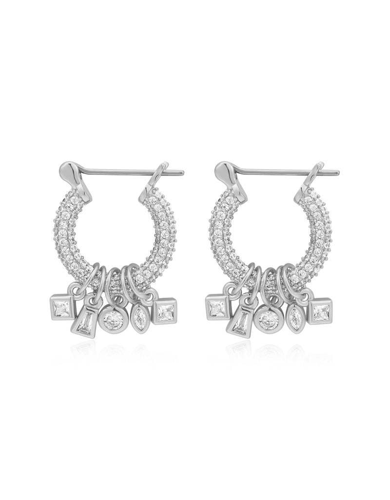 Bezel Stone Shaker Hoops Earrings | LUV AJ