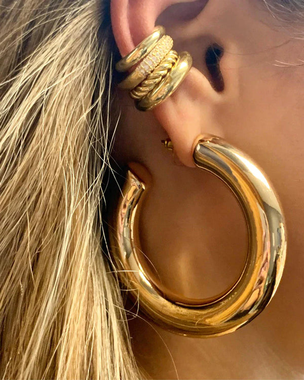 Claire Thick Large Hoop Earrings | Gold