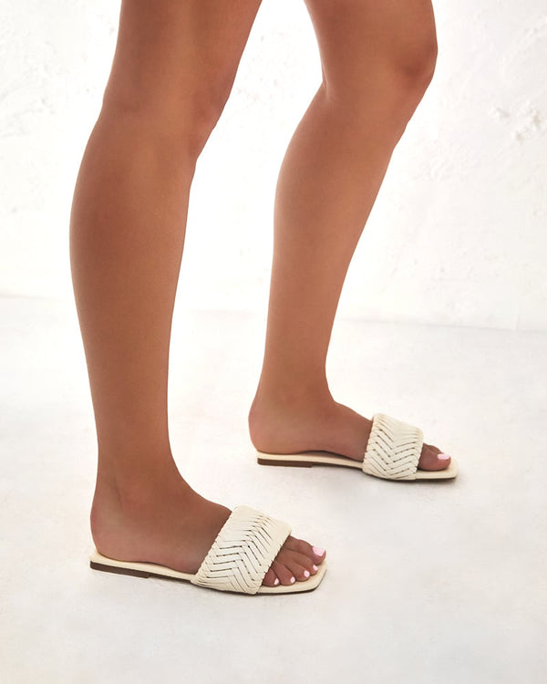Billini | Feva Woven Slides Sandals | Bone FINAL SALE