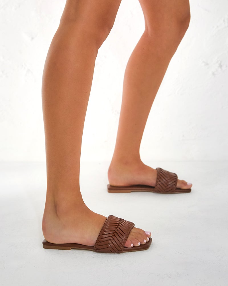 Billini | Feva Woven Slides Sandals | Chocolate FINAL SALE
