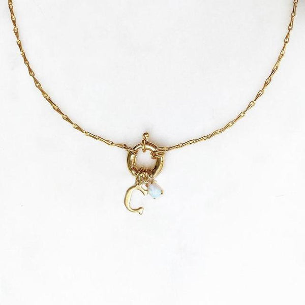 Fine Chain Initial Opal Necklace | By Nouck