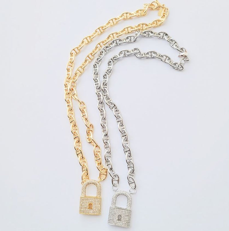 Lock and Key Gold Plated Layered Necklace – www.pipabella.com