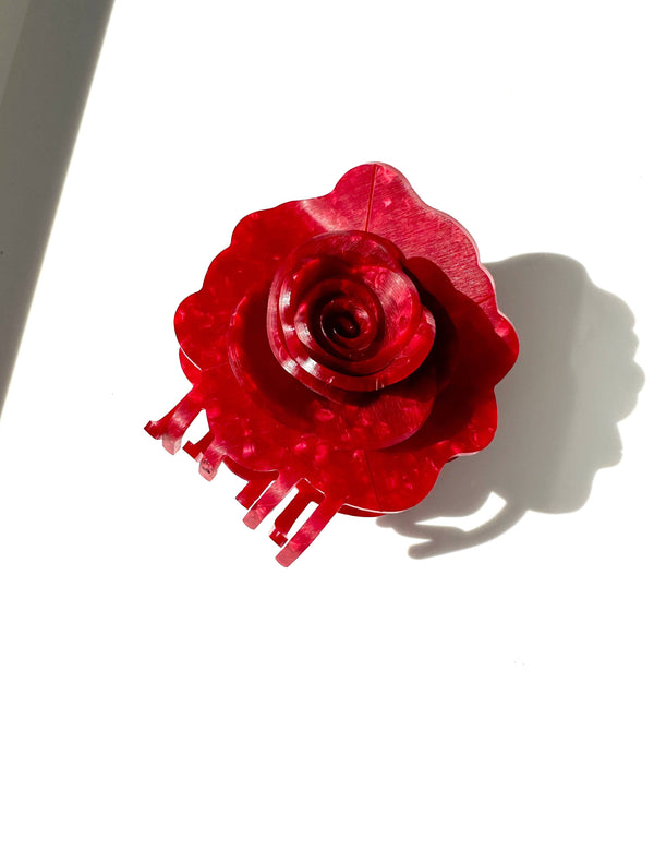 Origami Rose Flower Claw Hair Clip