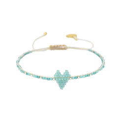 Heartsy Row Blue Beaded Bracelet | Mishky