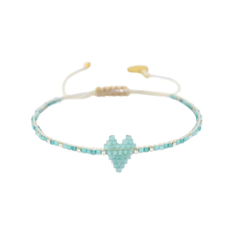 Heartsy Row Blue Beaded Bracelet | Mishky