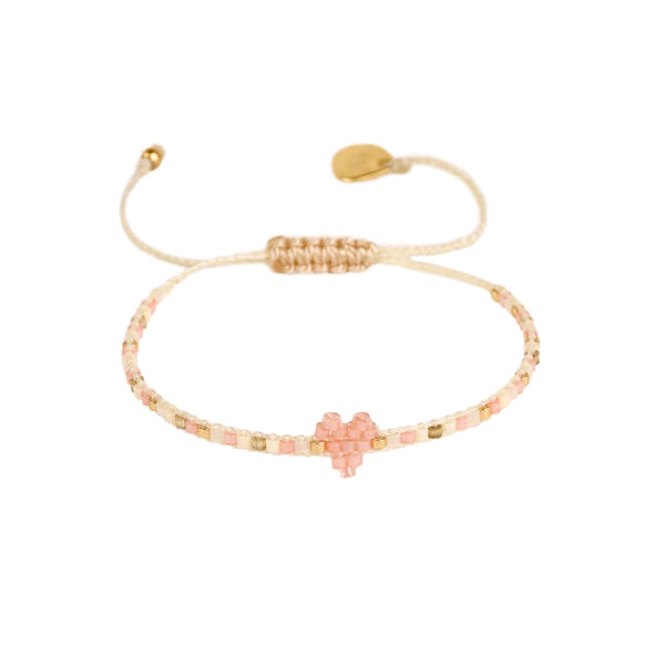 Heartsy Row Kids Pink Beaded Bracelet | Mishky