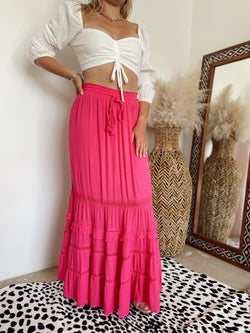 Paloma Eyelet Lace Ruffle Tiered Maxi Skirt | FINAL SALE