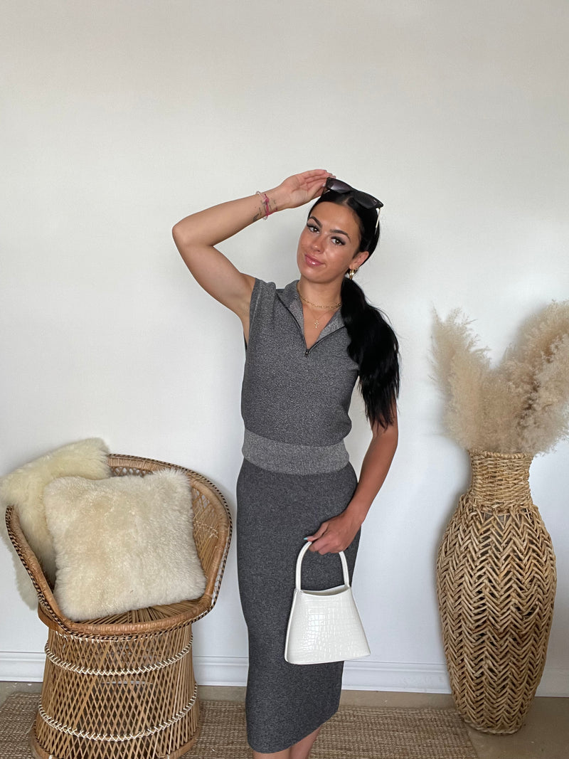 Current Air | Marietta Knit Half Zip Sweater Vest | Grey