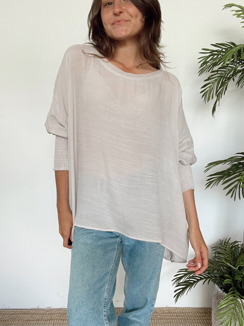 Ray Flowy Smocked Sleeve Blouse