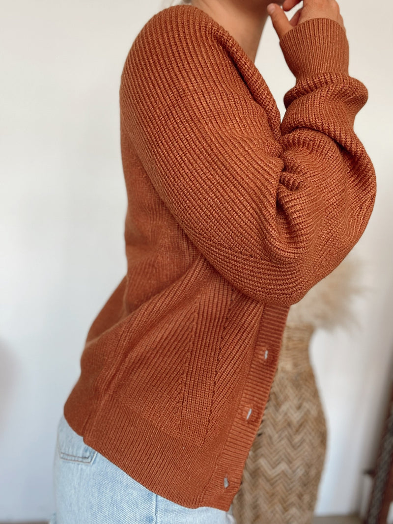 Now or Never Rust Orange Knit Cardigan