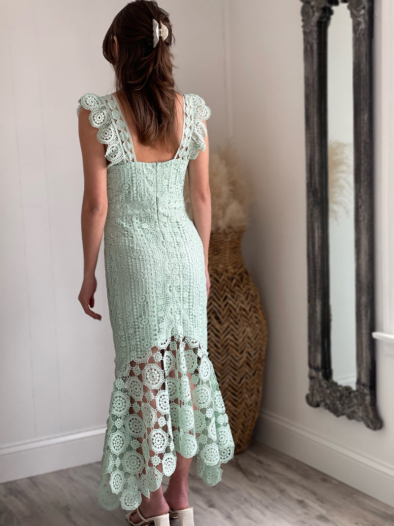 Athena Eyelet Lace Midi Dress | Mint FINAL SALE