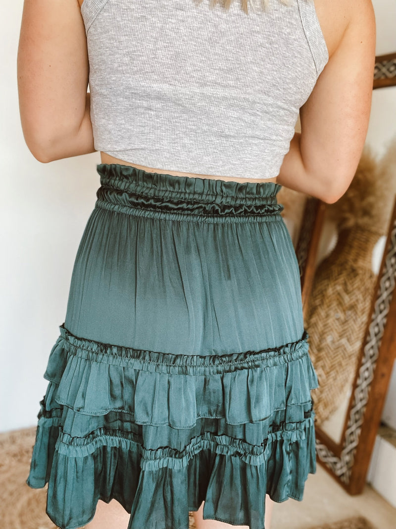Charlotte Satin Ruffle Mini Skirt | FINAL SALE