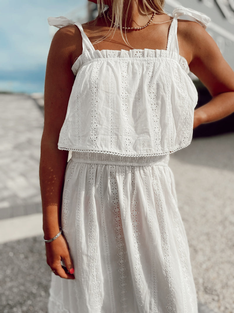 Meadow Eyelet Maxi Dress | White | FINAL SALE