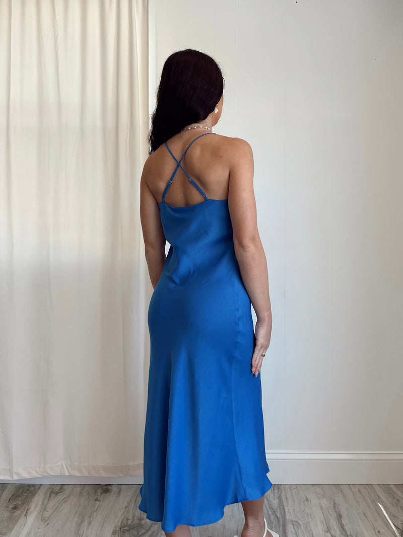 Pilar Slip Midi Dress | Blue
