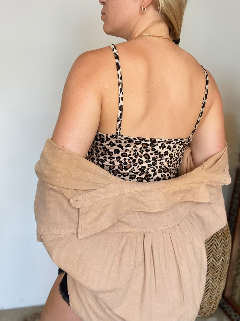 Alicia Bustier Rib Knit Cami Top | Leopard | FINAL SALE