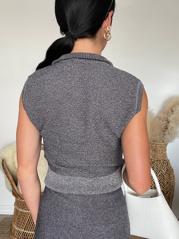 FINAL SALE Marietta Knit Half Zip Sweater Vest | Grey