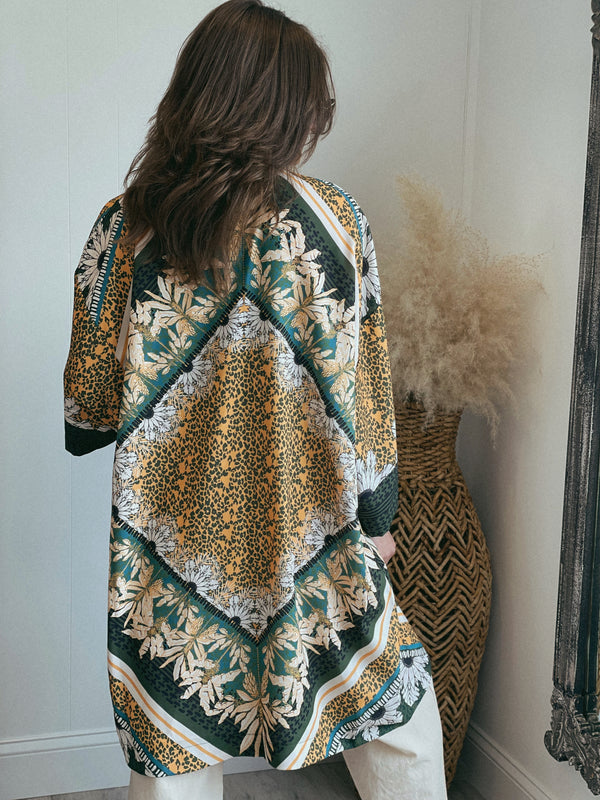 Aurelia Floral Leopard Mixed Print Kimono FINAL SALE