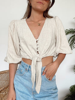 Tory Tie Front Puff Sleeve Top | FINAL SALE