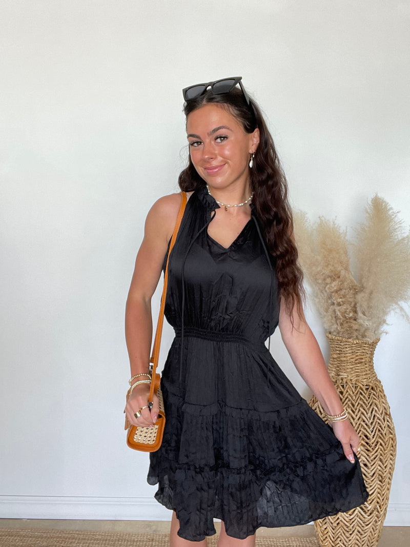Becca Pleated Mini Dress | Black