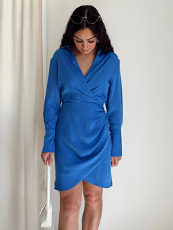 Tristan Mini Wrap Dress | Blue