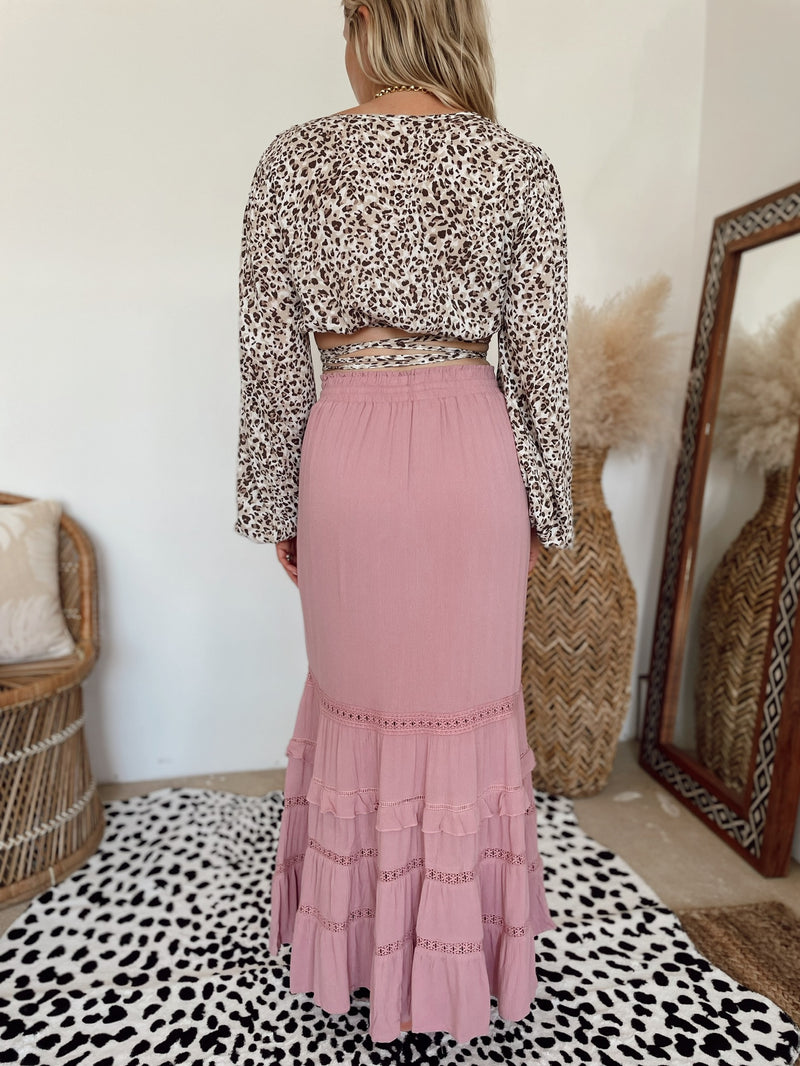 Paloma Eyelet Lace Ruffle Tiered Maxi Skirt | FINAL SALE