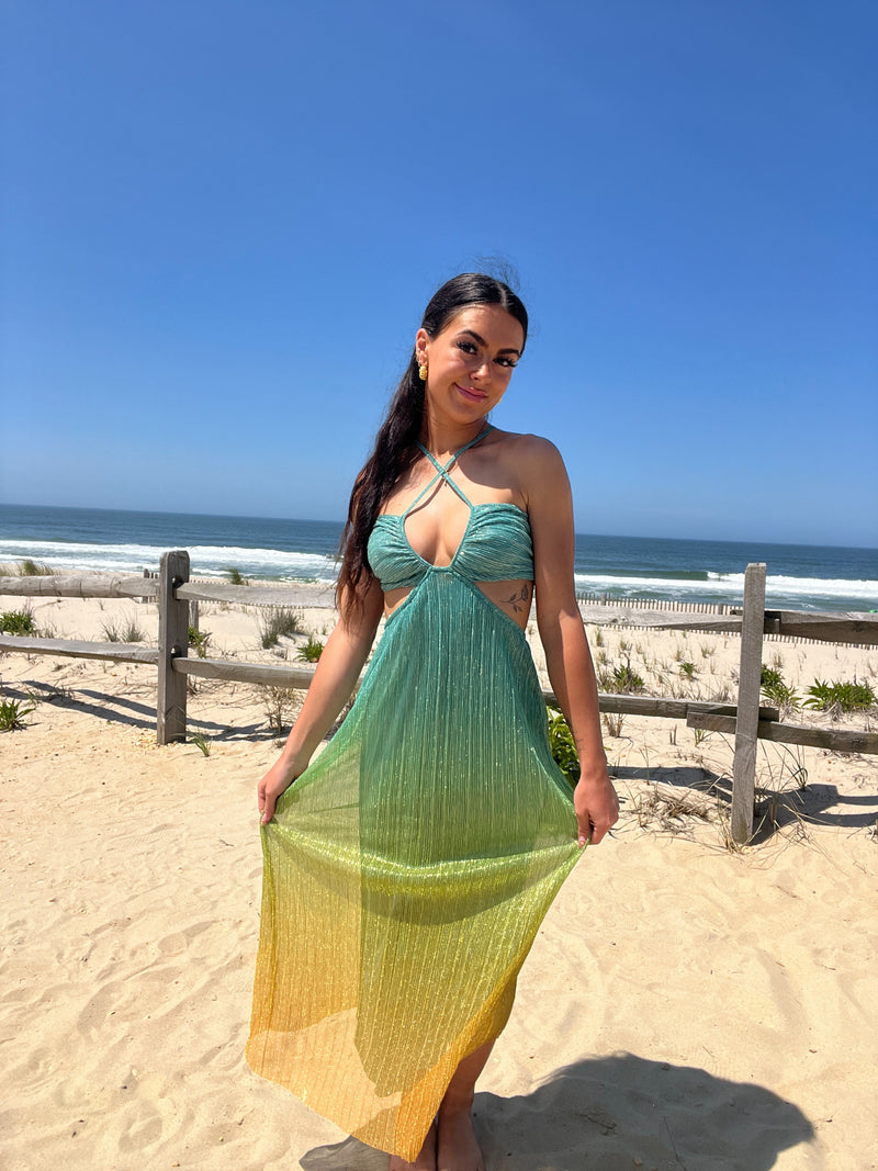 Mermaid Maxi Dress |  Aqua Gold