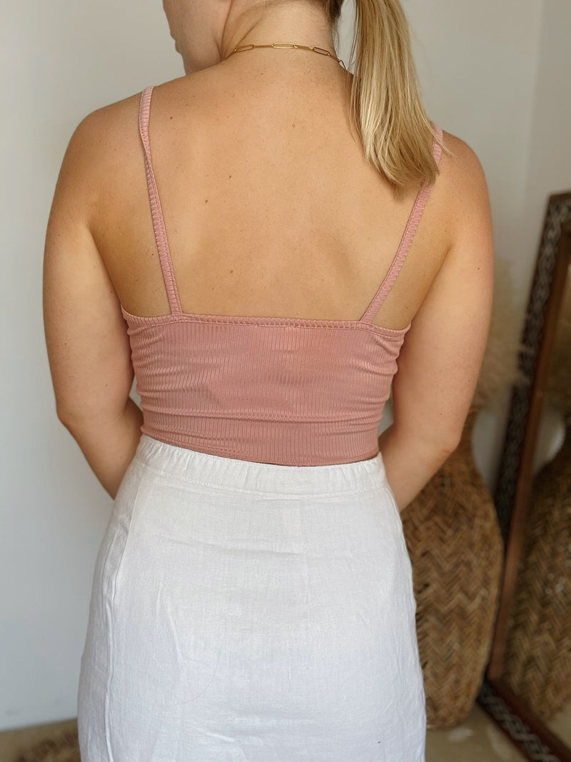 Catie Bustier Rib Knit Cami Top | Pink | FINAL SALE