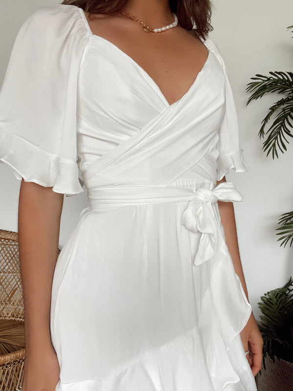 Olivia Satin Mini Dress | White