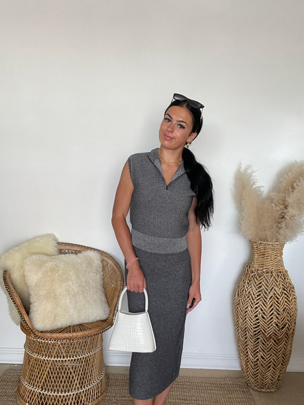 Current Air | Marietta Knit Midi Skirt | Grey