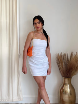 Zenon Strapless Linen Dress | White