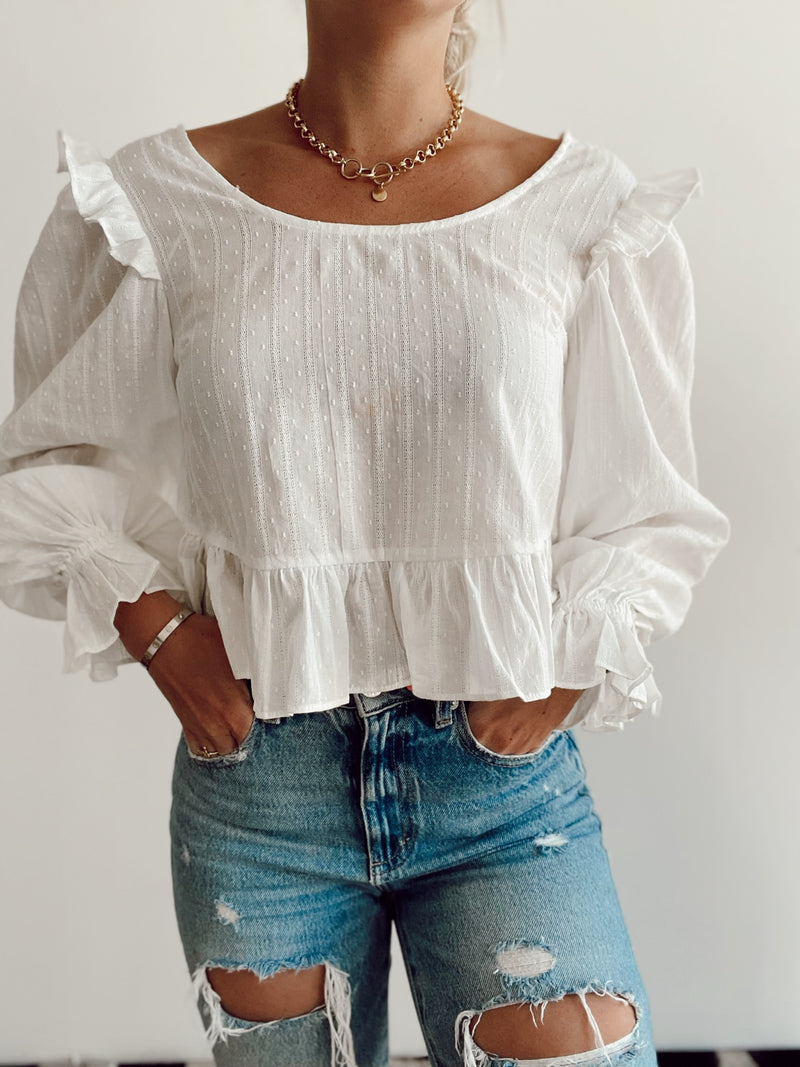 Whitney Puff Sleeve Top | White | FINAL SALE
