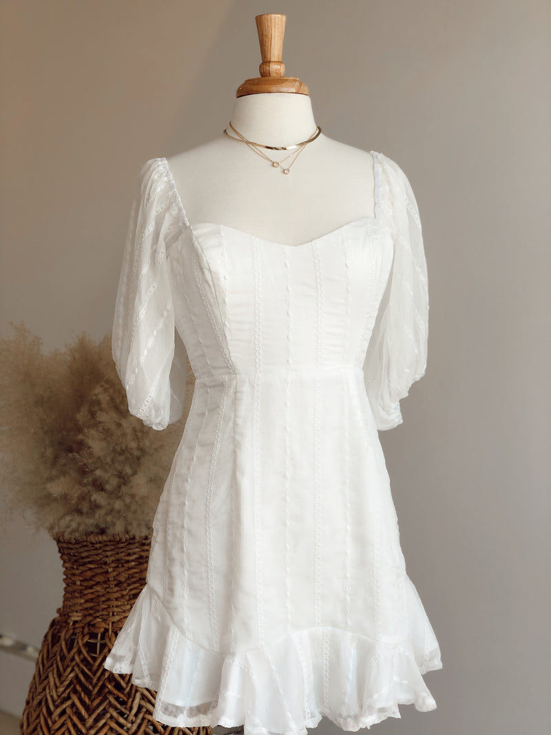 Mellie Puff Sleeve Mini Dress | White | FINAL SALE