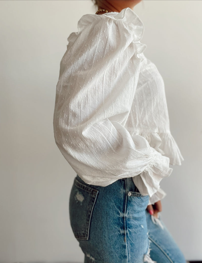 Whitney Puff Sleeve Top | White | FINAL SALE