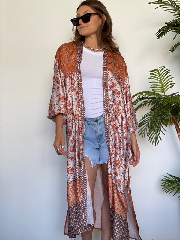 Zaya Satin Paisley Puff Sleeve Kimono | FINAL SALE