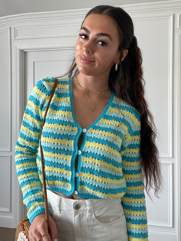Allie Striped Crochet Cardigan | FINAL SALE
