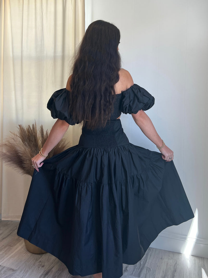 Daphne Tiered Midi Skirt | Black FINAL SALE