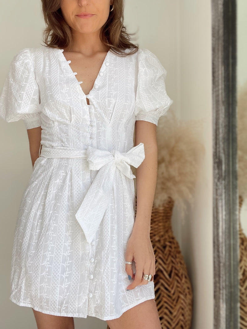 Emma Embroidered Puff Sleeve Mini Dress | FINAL SALE