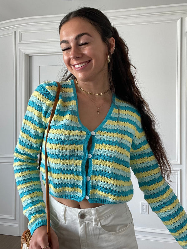 Allie Striped Crochet Cardigan | FINAL SALE