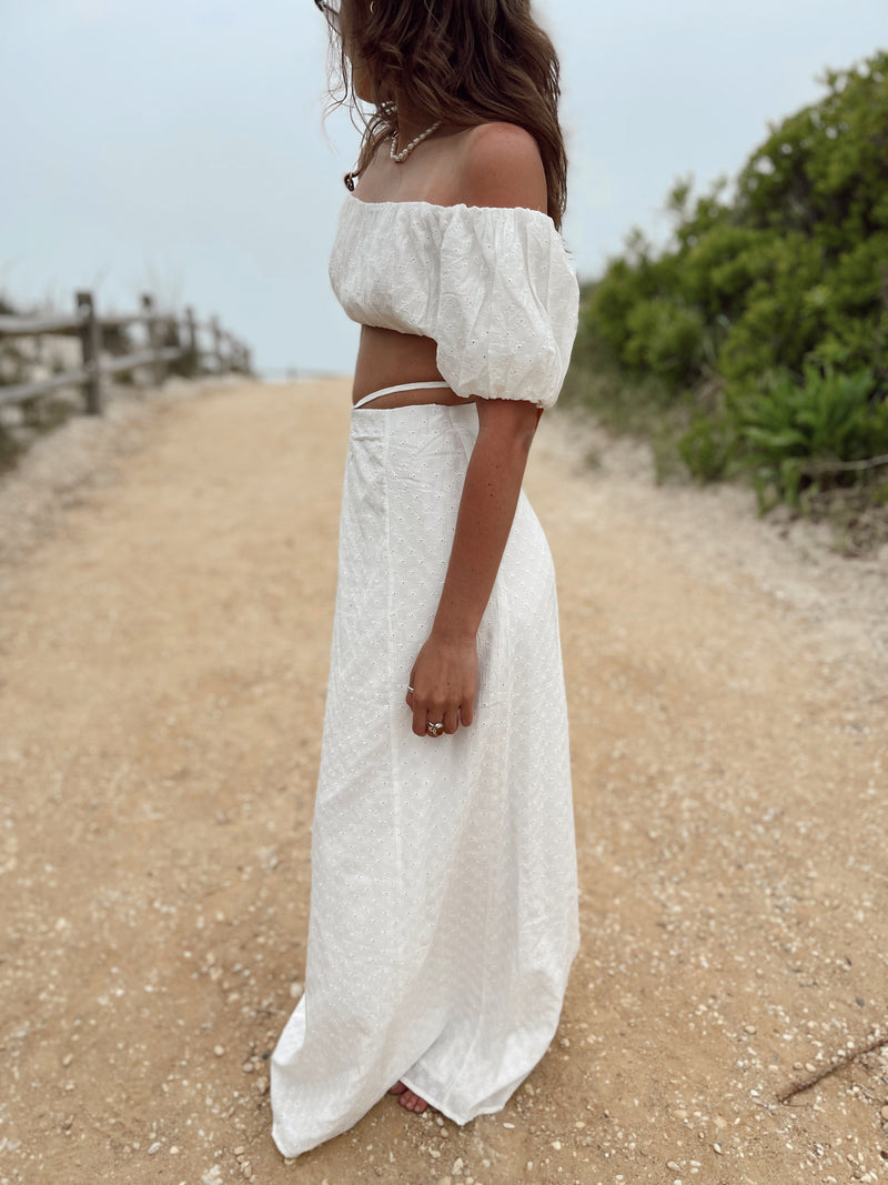 Anikah Eyelet Off the Shoulder Crop Top