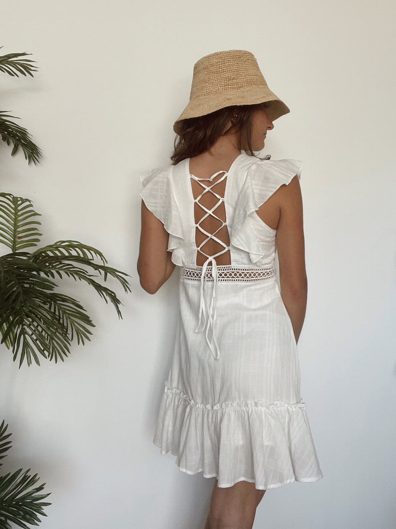 Vivian Crochet Ruffle Dress | White FINAL SALE