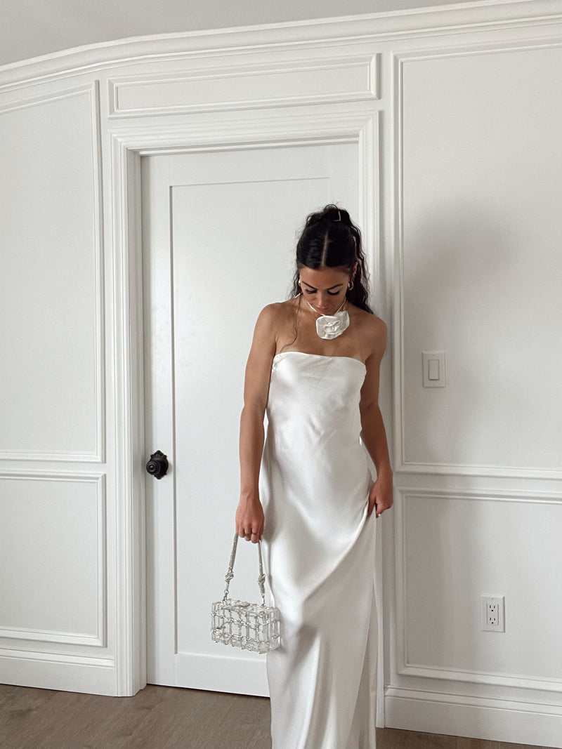 WeWoreWhat | Strapless Silky Maxi Dress | White