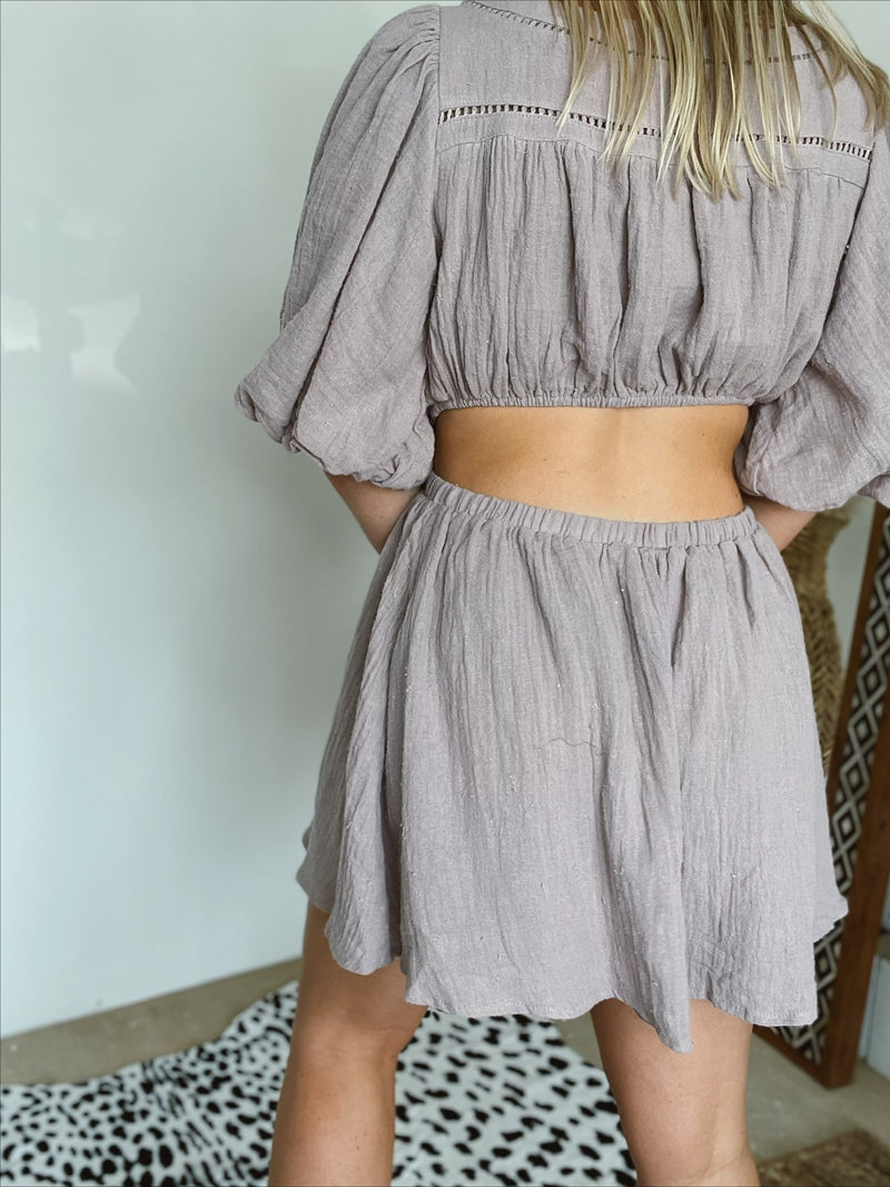 Cassandra Cut Out Back Mini Dress | Mauve | FINAL SALE