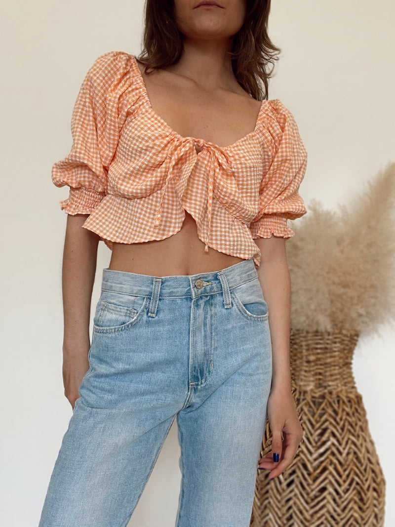 Apricot Gingham Top | FINAL SALE